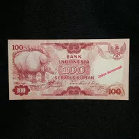 Uang Kertas Kuno Rp 100 Badak Tahun 1977 Xf+