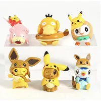 Paket Pokemon Center Figure Set 6 pcs "I Love Pikachu & Eevee Club" - Slowpoke
