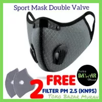 Masker filter udara sport masker sepeda / motor Valve setara n95 - Abu-abu