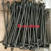 angkur L besi ST37 hitam M25 x 40cm + 2mur + 1ring / anchor bolt murah