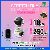 PLASTIK WRAPPING / STRETCH FILM DELKOWRAP HITAM 10CM x 250M