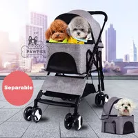 Kereta Dorong Anjing Kucing 4 Roda Lipat Foldable Dog Cat Pet Stroller