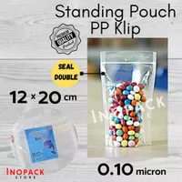 Plastik PP Klip Standing Pouch Double Seal Ukuran 12 Cm X 20 Cm