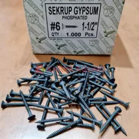 [1 box] Skrup Gypsum 6 x 1 1/2" 4 cm / Sekrup Gipsum Hitam / Drywall
