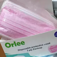 Masker 3 Ply Earloop headloop hijab orlee pink masker medis isi 50pcs