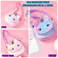 tas fashion bulu unicorn kuda pony selempang resleting UK21x15cm impor