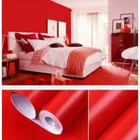 Wallpaper Dinding Sticker Dinding Merah Polos Pastel Mewah Elegan