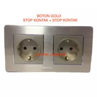 BOTON GOLD STOP KONTAK + STOP KONTAK / SOCKET DOUBLE K2 WARNA EMAS SNI