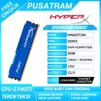 RAM KINGSTON HYPERX FURY GAMING DDR3 8GB 1600MHz 12800 RAM PC DDR3 8GB