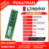 RAM PC KINGSTON DDR3 8GB 12800 / 1600MHz ORI RAM KOMPUTER RQM PC 1.5v
