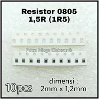 (10pcs) Resistor SMD 0805 1,5R Tahanan 1.5ohm 1,5 ohm 1.5 Marking: 1R5