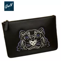 Tas Kenzo Tiger Embroidered Clutch In Black