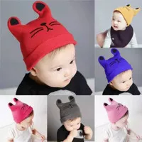 Topi Rajut Bayi Motif Telinga Kucing / Topi Bayi impor / Topi Anak