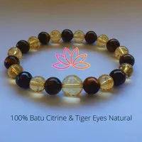 Gelang Batu Citrine dan Tiger Eyes Natural / Gelang Batu Alam