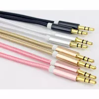 kabel HI FI nylon aux 3.5mm to 3.5mm high quality 1 meter hitam