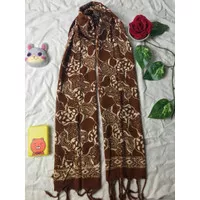 Syal Batik Cap - Selendang Wanita Santung Terbaru Coklat Murah