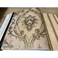 Wallpaper Dinding Klasik Batik Bunga Coklat Gold Silver Hitam Kombinas