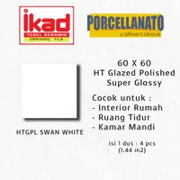 Granit Lantai IKAD 60x60 HTGPL Swan White Glazed Polish Putih Kertas