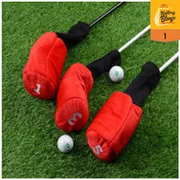Golf Wood Driver Hybrid Rescue Head Cover Set Merah Kain Bulu Sarung
