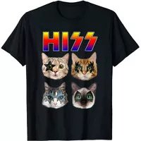 Baju Kaos Pria Hiss Funny Cats Kittens Rock Rockin T-shirt- Size USA