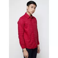 Alder Long Sleeves Batik Shirt in Maroon Red / Batik Formal SEKOUWIT - L