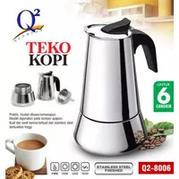 TEKO KOPI STAINLESS Q2-8006 COFFEE MAKER 6 CUP ALAT PEMBUAT KOPI