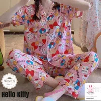 Piyama Set Tangan Pendek Hello Kitty Sanrio Baju Tidur Wanita