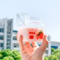 [PURETO] Milk Box Glass Banana Uyu Peach Strawberry - Gelas Kotak Susu