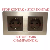 BOTON STOP KONTAK + STOP KONTAK / SOCKET DOUBLE K2 DARK CHAMPAGNE SNI