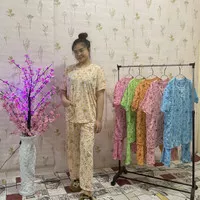 Baju tidur wanita setelan piyama motif beruang teddy bear CP adem