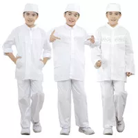 Baju Koko Anak Warna Putih Fayrany FKP-015 Size 1 - 5 Tahun - Bordir Putih, Size 5