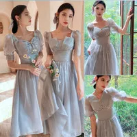 TD-6 XS-2XL Gaun pesta impor dress pesta gaun silver dress silver