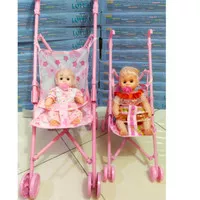 Mainan anak boneka bayi stroller kereta dorong bisa bicara