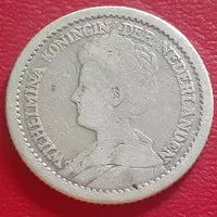 Uang Koin Perak Kuno 1/2 G Wilhelmina Mantel Tahun 1910 Silver Coin
