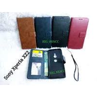 Leather Case Flip Cover Kulit Xperia XZ2 Sarung Dompet Preminum