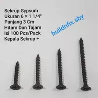 (100 Pcs) Sekrup Gypsum 6 x 1 1/4" (3 Cm) / Drywall Screw