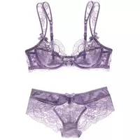 Sexy Lace Push Up Bra Transparan with panty Set - Lafemme 03720