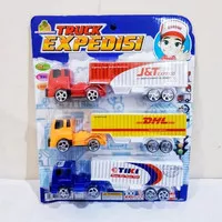 Mainan Anak Truck Container Ekspedisi Plastik isi 3 pc / Truk Play Set
