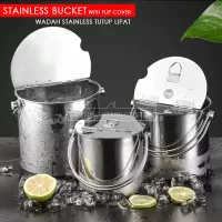 WADAH STAINLESS TUTUP LIPAT BUCKET FLIP ES BUAH BUBBLE BOBA KUAT KOKOH