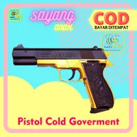 Pistol Mainan Anak Airsoft Gun Spring Peluru Plastik Colt Kokang Gold