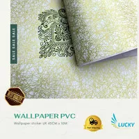 wallpaper batik hijau gradasi gold 45cm x 10m - sticker wallpaper