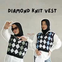 Diamond Knit Vest Rompi Rajut Wanita Outer Rajut Tanpa Lengan Lilac - Star-Matcha