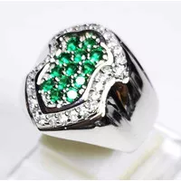 Batu green safir tabur asli natural ring perak bangkok bentuk terompah