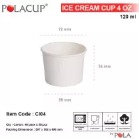 POLACUP Gelas Ice Cream + Tutup Cup Ice Cream + Lid 4oz 120ml - 50pcs