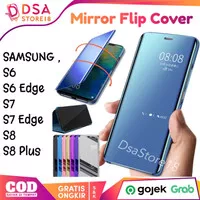 Case Clear View Samsung S6 Edge S7 Edge S8+ Flip Mirror Stand Cover