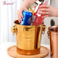 Ember Es Stainless Steel Gold Portable Ice Wine Bucket | Tong Es