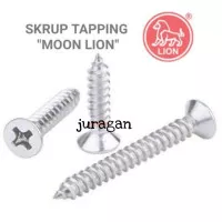 SKRUP TAPPING 6 X 3/8 (1 CM) KEPALA RATA MOON LION - PER PACK 100 BH