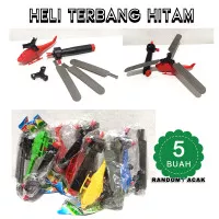 Mainan helikopter terbang mini plastik 5pcs - Heli Terbang Hitam 5 pcs
