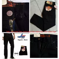 Celana Jeans Standar/Regular Pria Lea hitam pekat size 28 - 32