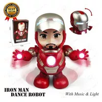 Mainan anak robot iron man dance led, kado, ibu dan anak